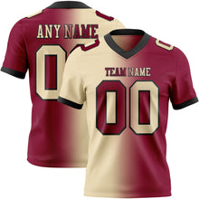 Load image into Gallery viewer, Custom Maroon Cream-Black Mesh Authentic Gradient Fashion Football Jersey
