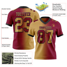 Load image into Gallery viewer, Custom Maroon Old Gold-Black Mesh Authentic Gradient Fashion Football Jersey
