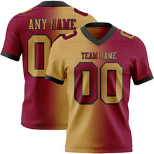 Load image into Gallery viewer, Custom Maroon Old Gold-Black Mesh Authentic Gradient Fashion Football Jersey
