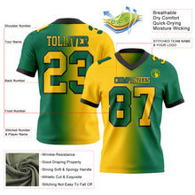 Load image into Gallery viewer, Custom Kelly Green Yellow-Black Mesh Authentic Gradient Fashion Football Jersey
