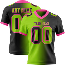 Load image into Gallery viewer, Custom Black Neon Green-Pink Mesh Authentic Gradient Fashion Football Jersey
