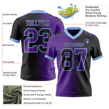 Load image into Gallery viewer, Custom Black Purple-Light Blue Mesh Authentic Gradient Fashion Football Jersey
