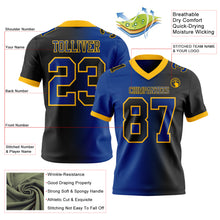 Load image into Gallery viewer, Custom Black Royal-Gold Mesh Authentic Gradient Fashion Football Jersey
