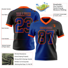 Load image into Gallery viewer, Custom Black Royal-Orange Mesh Authentic Gradient Fashion Football Jersey
