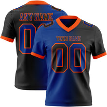 Load image into Gallery viewer, Custom Black Royal-Orange Mesh Authentic Gradient Fashion Football Jersey
