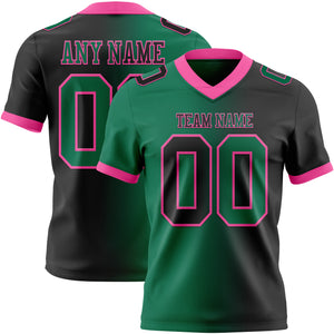 Custom Black Kelly Green-Pink Mesh Authentic Gradient Fashion Football Jersey