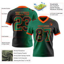 Load image into Gallery viewer, Custom Black Kelly Green-Orange Mesh Authentic Gradient Fashion Football Jersey
