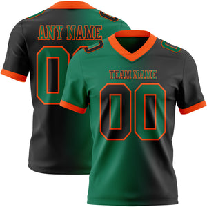 Custom Black Kelly Green-Orange Mesh Authentic Gradient Fashion Football Jersey