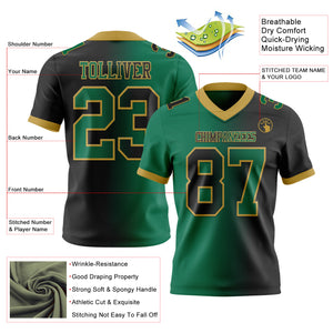 Custom Black Kelly Green-Old Gold Mesh Authentic Gradient Fashion Football Jersey