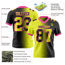 Load image into Gallery viewer, Custom Black Neon Yellow-Pink Mesh Authentic Gradient Fashion Football Jersey
