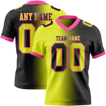 Load image into Gallery viewer, Custom Black Neon Yellow-Pink Mesh Authentic Gradient Fashion Football Jersey
