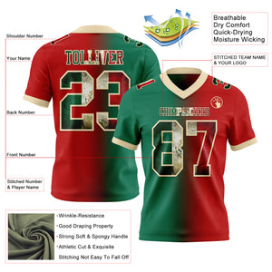 Custom Red Vintage Mexican Flag Kelly Green-Cream Mesh Authentic Gradient Fashion Football Jersey