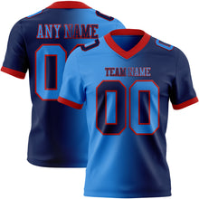 Load image into Gallery viewer, Custom Navy Powder Blue-Red Mesh Authentic Gradient Fashion Football Jersey
