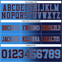 Load image into Gallery viewer, Custom Navy Powder Blue-Orange Mesh Authentic Gradient Fashion Football Jersey
