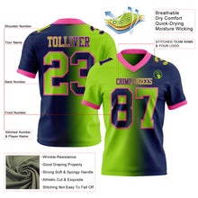 Load image into Gallery viewer, Custom Navy Neon Green-Pink Mesh Authentic Gradient Fashion Football Jersey
