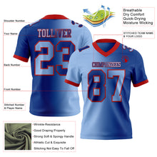 Load image into Gallery viewer, Custom Royal Light Blue-Red Mesh Authentic Gradient Fashion Football Jersey
