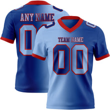 Load image into Gallery viewer, Custom Royal Light Blue-Red Mesh Authentic Gradient Fashion Football Jersey
