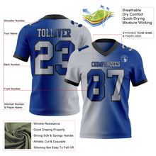 Load image into Gallery viewer, Custom Royal Gray-Black Mesh Authentic Gradient Fashion Football Jersey
