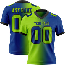 Load image into Gallery viewer, Custom Royal Neon Green-Black Mesh Authentic Gradient Fashion Football Jersey
