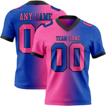 Load image into Gallery viewer, Custom Thunder Blue Pink-Black Mesh Authentic Gradient Fashion Football Jersey
