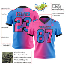 Load image into Gallery viewer, Custom Powder Blue Pink-Black Mesh Authentic Gradient Fashion Football Jersey
