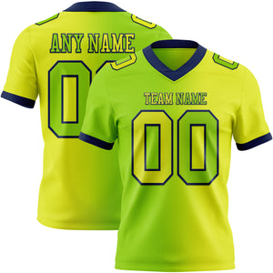 Custom Neon Yellow Neon Green-Navy Mesh Authentic Gradient Fashion Football Jersey