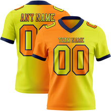 Load image into Gallery viewer, Custom Neon Yellow Bay Orange-Navy Mesh Authentic Gradient Fashion Football Jersey
