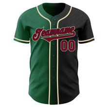 Laden Sie das Bild in den Galerie-Viewer, Custom Black Maroon Kelly Green-Cream Authentic Gradient Fashion Baseball Jersey
