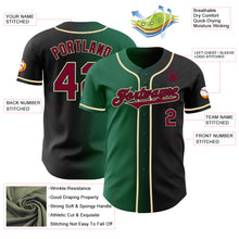 Laden Sie das Bild in den Galerie-Viewer, Custom Black Maroon Kelly Green-Cream Authentic Gradient Fashion Baseball Jersey
