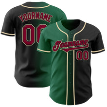 Laden Sie das Bild in den Galerie-Viewer, Custom Black Maroon Kelly Green-Cream Authentic Gradient Fashion Baseball Jersey
