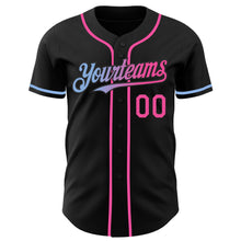 Charger l&#39;image dans la galerie, Custom Black Pink-Light Blue Authentic Gradient Fashion Baseball Jersey
