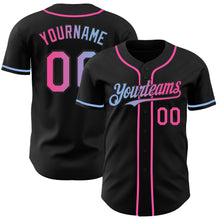 Charger l&#39;image dans la galerie, Custom Black Pink-Light Blue Authentic Gradient Fashion Baseball Jersey
