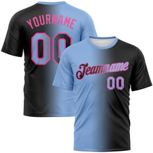 Load image into Gallery viewer, Custom Black Light Blue-Pink Gradient Fashion Performance T-Shirt
