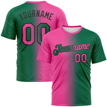 Загрузить изображение в средство просмотра галереи, Custom Kelly Green Pink-Black Gradient Fashion Performance T-Shirt
