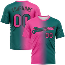 Charger l&#39;image dans la galerie, Custom Teal Pink-Black Gradient Fashion Performance T-Shirt
