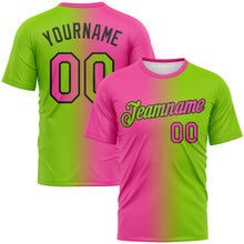 Charger l&#39;image dans la galerie, Custom Neon Green Pink-Black Gradient Fashion Performance T-Shirt
