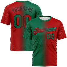 Загрузить изображение в средство просмотра галереи, Custom Red Kelly Green-Black Gradient Fashion Performance T-Shirt
