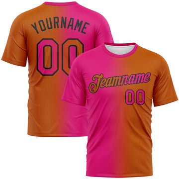 Custom Texas Orange Hot Pink-Black Gradient Fashion Performance T-Shirt