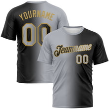 Load image into Gallery viewer, Custom Black Gray-Old Gold Gradient Fashion Performance T-Shirt
