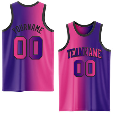 Custom Purple Pink-Black Authentic Gradient Fashion Basketball Jersey