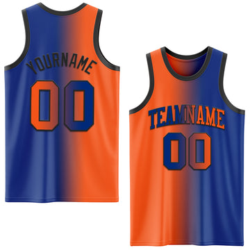 Custom Royal Orange-Black Authentic Gradient Fashion Basketball Jersey