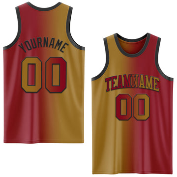 Custom Maroon Old Gold-Black Authentic Gradient Fashion Basketball Jersey