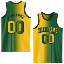 Load image into Gallery viewer, Custom Kelly Green Yellow-Black Authentic Gradient Fashion Basketball Jersey
