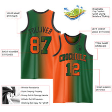 Load image into Gallery viewer, Custom Kelly Green Orange-Black Authentic Gradient Fashion Basketball Jersey
