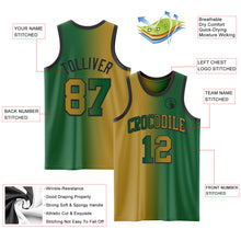 Load image into Gallery viewer, Custom Kelly Green Old Gold-Black Authentic Gradient Fashion Basketball Jersey
