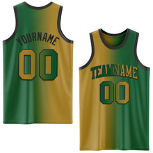 Load image into Gallery viewer, Custom Kelly Green Old Gold-Black Authentic Gradient Fashion Basketball Jersey
