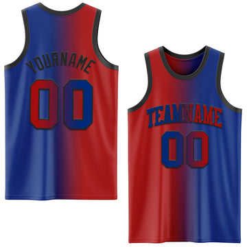 Custom Royal Red-Black Authentic Gradient Fashion Basketball Jersey