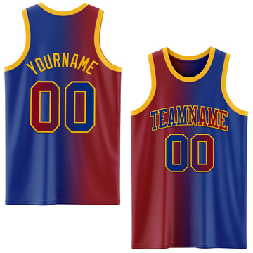 Custom Royal Maroon-Gold Authentic Gradient Fashion Basketball Jersey