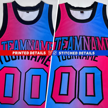 Custom Sky Blue Medium Pink-Black Authentic Gradient Fashion Basketball Jersey