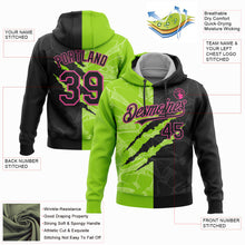 Laden Sie das Bild in den Galerie-Viewer, Custom Stitched Graffiti Pattern Black Neon Green-Pink 3D Scratch Sports Pullover Sweatshirt Hoodie
